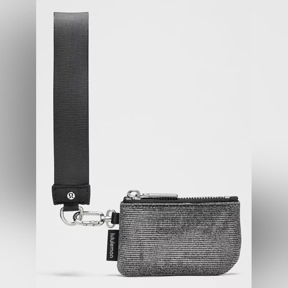 Lululemon Dual Pouch Wristlet Glitter Dark Silver/Graphite Grey Silver, New - Picture 3 of 3